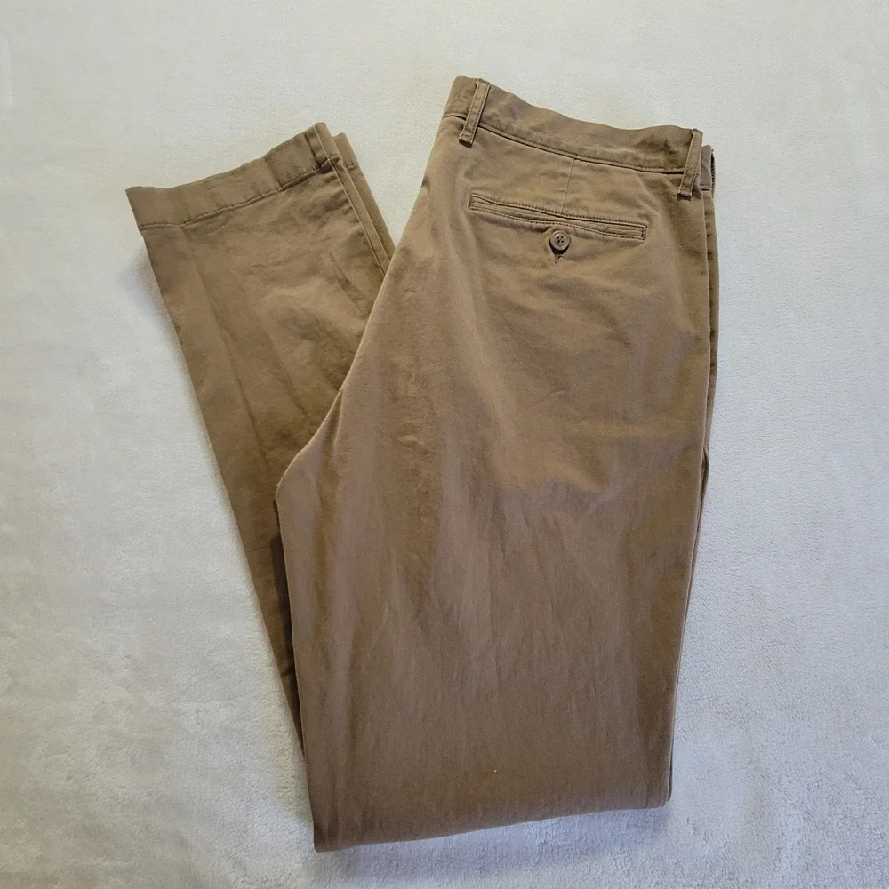 J.Crew Athletic Chino Pants Mens 35x34 Brown Stretch Re-Imagined Cotton Khaki